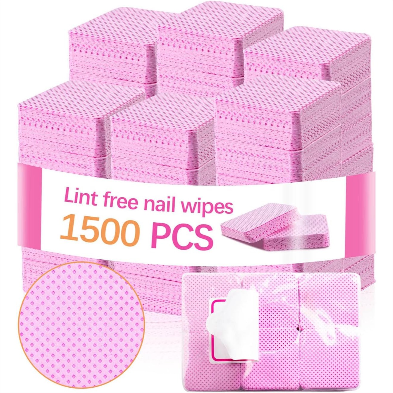 Eyelash Extension - 1500 Stück fusselfreie Nagelreinigungstücher für Gelnägel,
