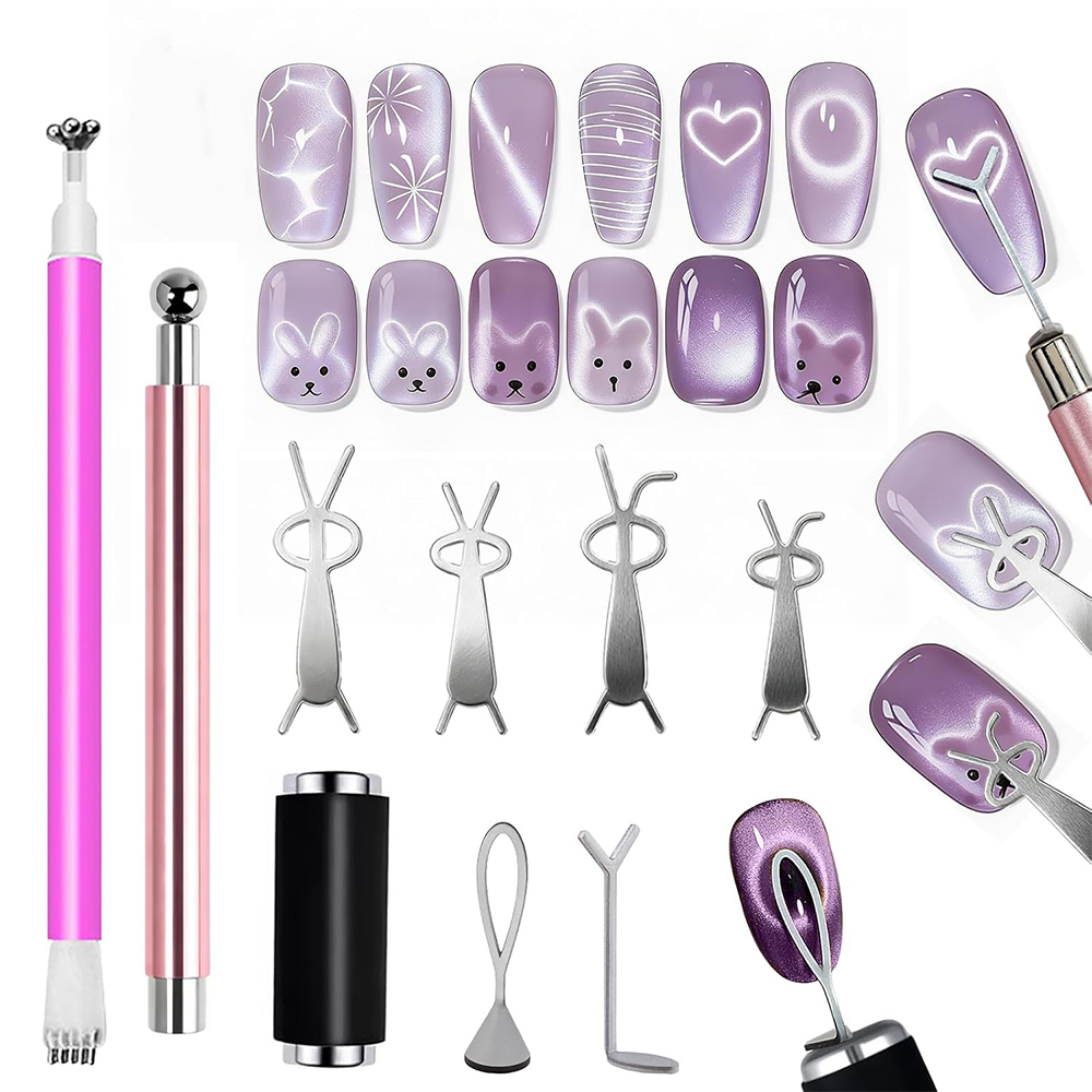Contour Palette Stick - 10-teiliges Katzenauge-Nagelmagnet-Set Magnetische Stäbchen für Nagelkunst