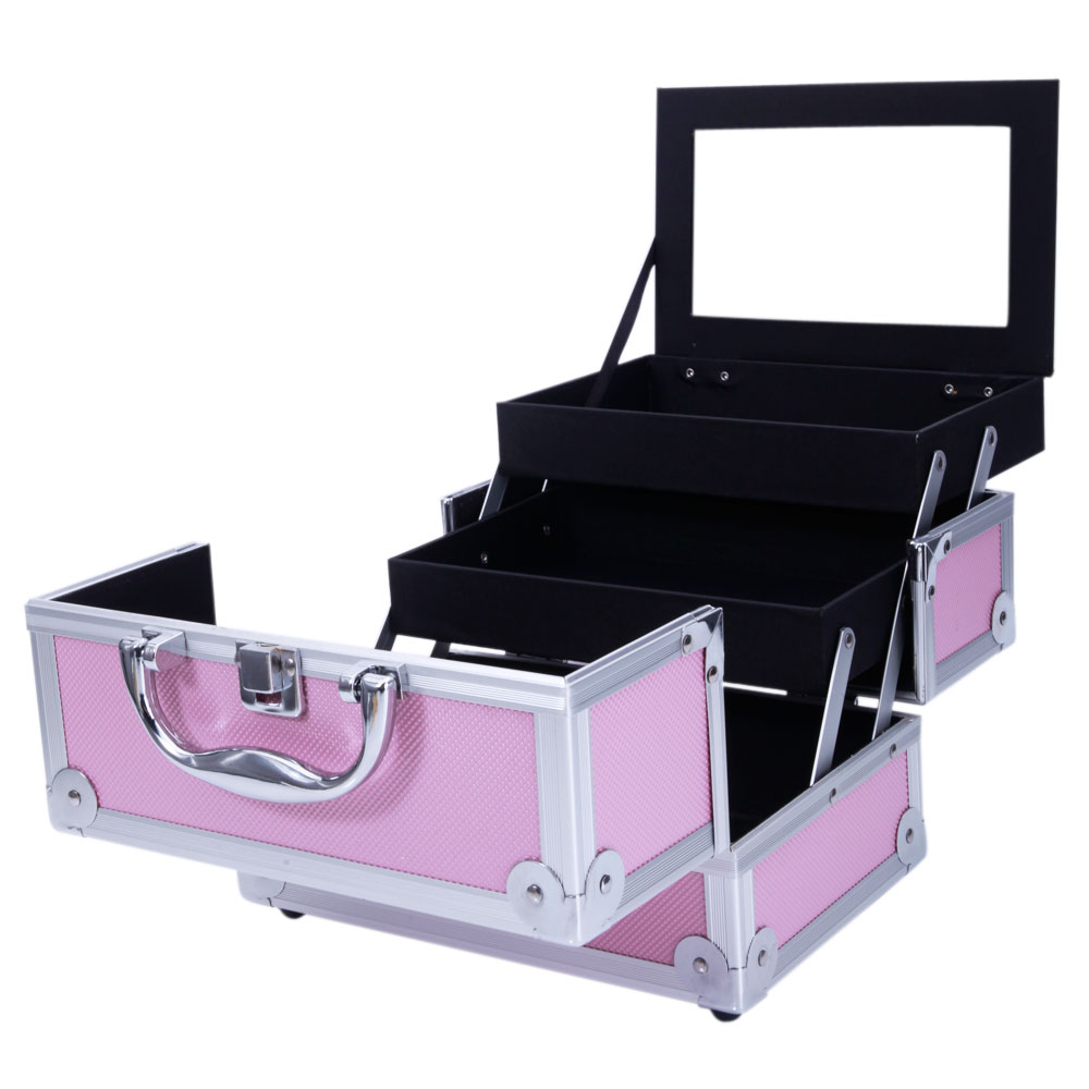 Rosa Aluminium-Kosmetikkoffer, – Beauty Makeup Case Bewertung und Preis