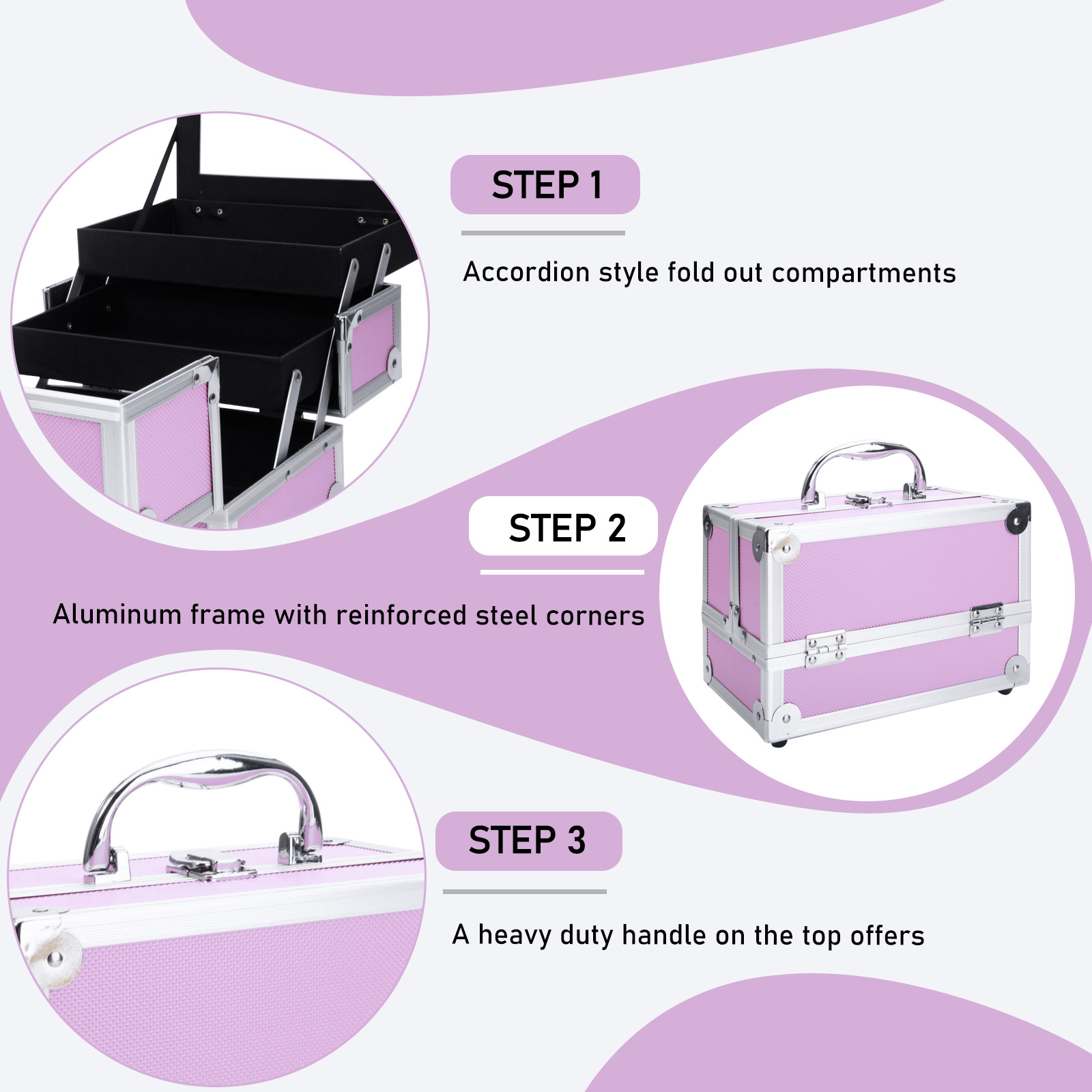 Rosa Aluminium-Kosmetikkoffer, – Beauty Makeup Case Bewertung und Preis