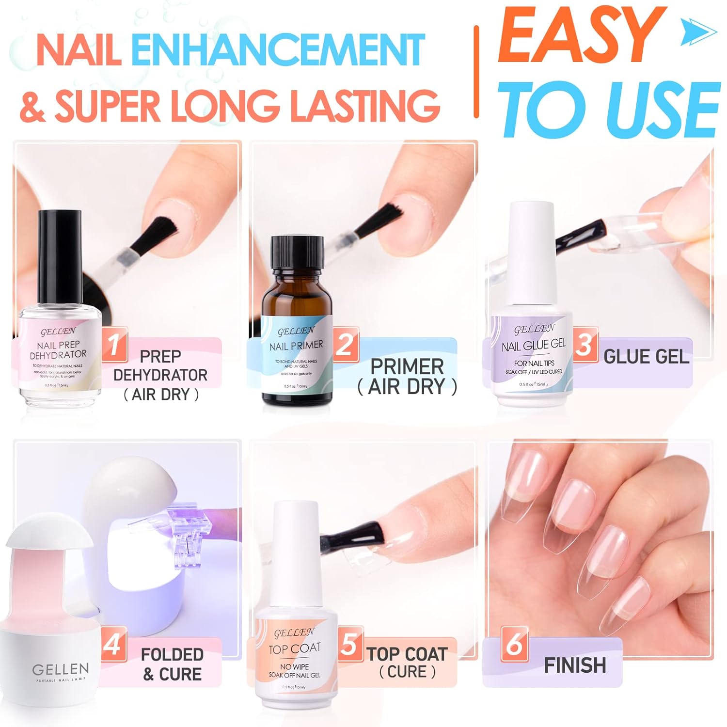 GELLEN Quadratische Acryl-Nage – Nail Dehydrator Primer Bewertung und Preis